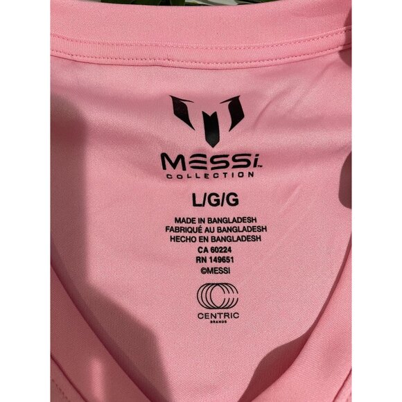 Lionel Messi Pink V-Neck Soccer Jersey L/G Messi Collection Logo 100% Polyester - Picture 4 of 10